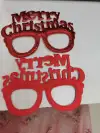 Fine gold powder and bright red Christmas glasses details Picture